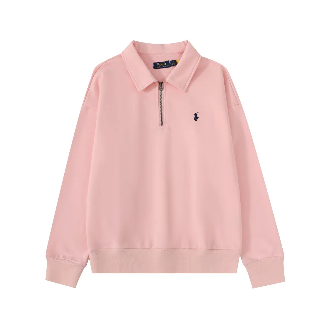 P260 #R99 Ralph Lauren pony logo eight-color half-zip lapel sweatshirt. Wear three times in one suit, easy to switch styles: Fully stand-up collar mode: crisp lapel three-dimensional windproof, taking into account warmth and cool lines, full of coolness ▫️Half-open lazy mode: slightly exposed collarbone, relaxed and comfortable | Pair with a shirt or high collar to show the intellectual atmosphere ▫️Full-open V-neck mode: Visually extends the neck-shoulder ratio | Stacking is more layered, hiding the flesh and making it look slimmer, making it easy to wear with a sense of luxury. Genderless design, shared wardrobe concept: White is gentle and elegant | Black is cool and slimming | Both colors can be used to create a couple CP look. 8 colors are available in the full line | From classic to soft | Meet all daily and occasion dressing needs Quality is reflected in the details: Micro-label logo embroidery | Loose but not procrastinating tailoring | High-grade fabrics ensure a comfortable fit. Easily manage various scenarios such as workplace commuting, weekend leisure, and date travel, effortless chic is the definition of effortless chic.  Color: Black White Navy Mint Green Khaki Pink Yellow Army Green Size: S M L